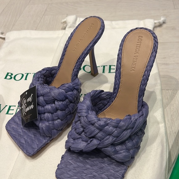 Bottega Venetia Stretch Sandwl Raffia Lavender 38 - Picture 2 of 2